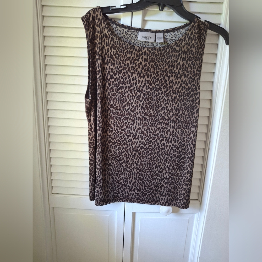 CHICOS Leopard Print Sleeveless Tank Top